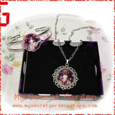 Touhou Project 東方 Reimu Hakurei anime Cabochon Necklace and Bracelet Set